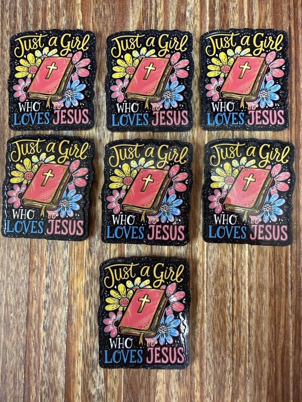 7 Pc Just A Girl Who Loves Jesus Acrylic Flatbacks